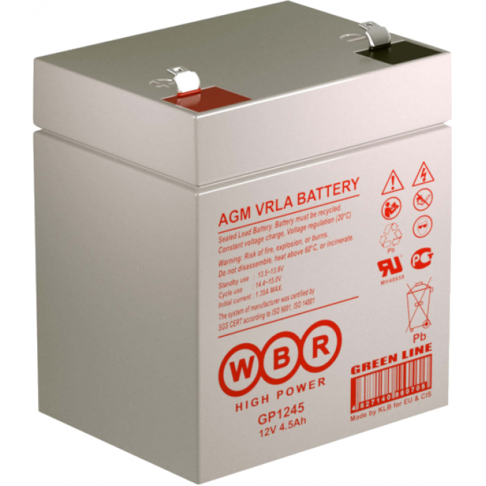 GP 1245 16W Аккумуляторная батарея WBR 1,5 70x107x90 GP-1245-16W
