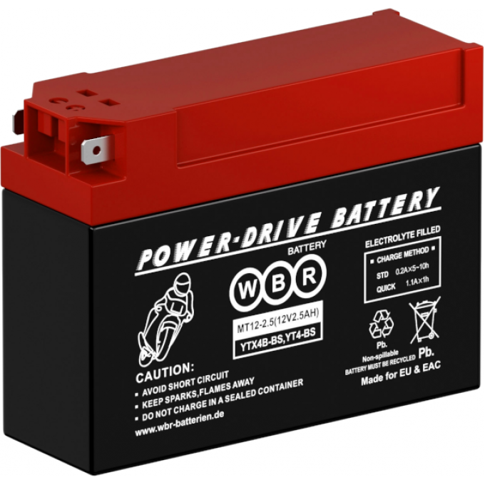 MT 12-2.5 Аккумуляторная батарея WBR 0,91 ABS (акрило-бутадиен-стирол) MT-12-2.5